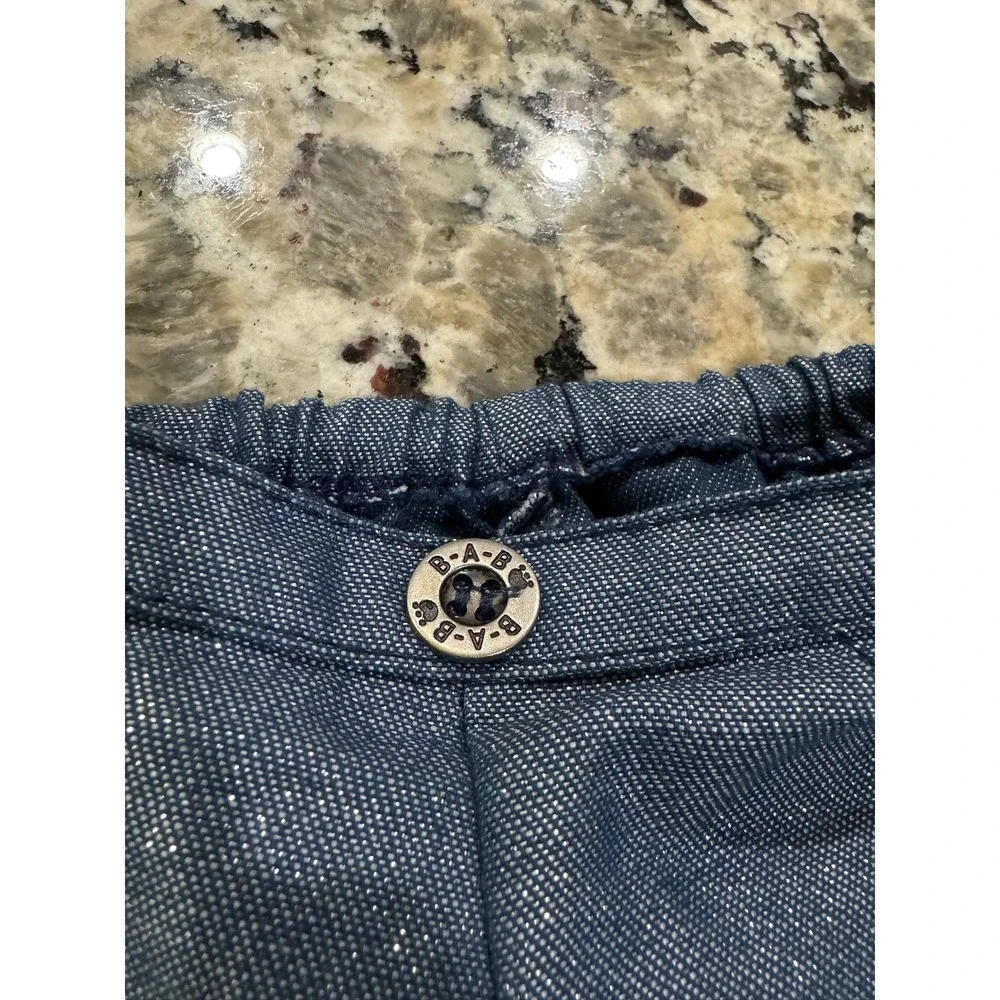 Build-A-Bear Workshop Blue Sparkle Denim Shorts with Tail Hole Logo Button - Picture 4 of 6